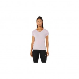 Barely Rose Asics 2012A981.702 V-Neck Short Sleeve Top T-Shirts & Tops | BQKUJ-2816