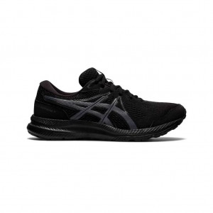 Black/Carrier Grey Asics 1011B039.001 Gel-Contend 7 (4E) Running Shoes | WPRJQ-1392
