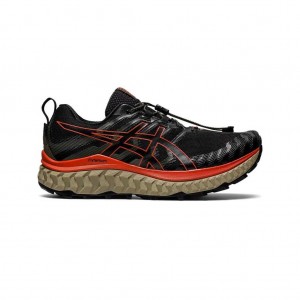 Black/Cherry Tomato Asics 1011B028.006 Trabuco Max Trail Running Shoes | YSVJI-5067