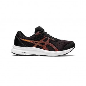 Black/Cherry Tomato Asics 1011B493.004 Gel-Contend 8 Extra Wide Running Shoes | TLPYS-5276