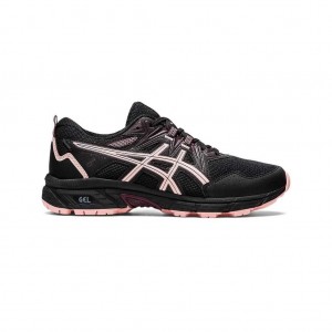 Black/Frosted Rose Asics 1012A708.009 Gel-Venture 8 Trail Running Shoes | DBVEM-6542