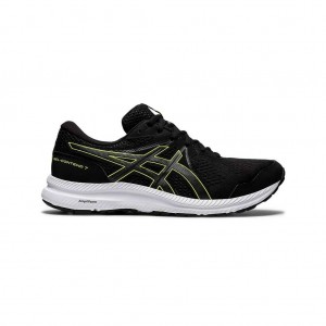 Black/Hazard Green Asics 1011B039.003 Gel-Contend 7 (4E) Running Shoes | REUMS-7453