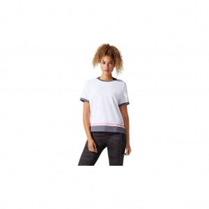 Brilliant White/Peach Petal Asics 2032B795.102 Color Block Short Sleeve Top T-Shirts & Tops | QESIC-8194