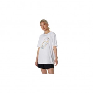 Brilliant White Asics 2031C734.100 Logo Print Short Sleeve Top Gender Neutral Short Sleeve Shirts | LXJOE-9762
