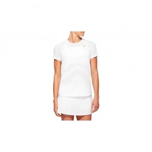 Brilliant White Asics 2042A093.100 Tennis Short Sleeve Tee T-Shirts & Tops | SZPYL-7102
