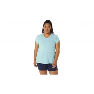 Clear Blue Heather Asics 2032C159.442 W Heather Vneck Top T-Shirts & Tops | IOPZT-5680