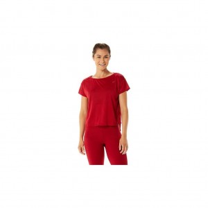 Cranberry Asics 2032C425.600 Movekoyo Jacquard Short Sleeve Top T-Shirts & Tops | QASFB-6284