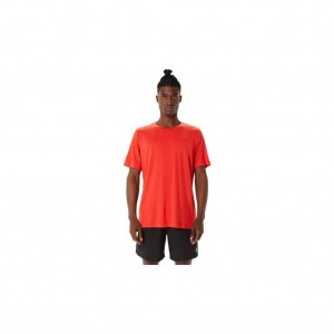 Fiery Red Heather Asics 2011A620.622 Short Sleeve Heather Tech Top T-Shirts & Tops | VTILO-2148