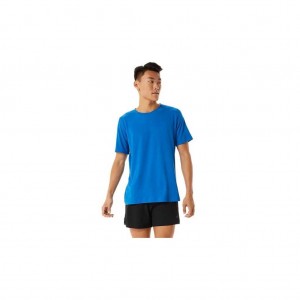 French Blue Heather Asics 2011A620.414 Short Sleeve Heather Tech Top T-Shirts & Tops | UXAEW-7609