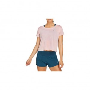 Ginger Peach Asics 2012B269.700 Race Crop Short Sleeve Top T-Shirts & Tops | KFRGD-1853