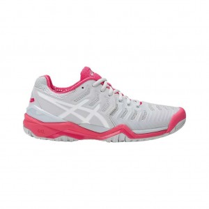 Glacier Grey/White/Rouge Red Asics E751Y.9601 Gel-Resolution 7 Tennis Shoes | LMCBU-8614
