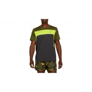 Graphite Grey/Smog Green Asics 2011A781.020 Race Short Sleeve Top T-Shirts & Tops | FMUXG-9162