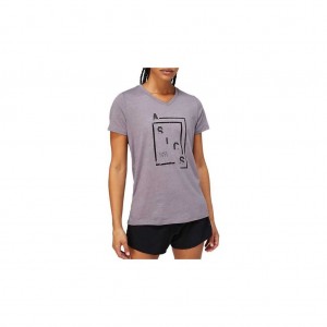 Lavendar/Grey Asics 2012A799.535 Xg W Asics Ss V-Neck T-Shirts & Tops | WVUYL-8143
