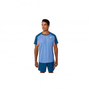 Light Indigo Asics 2041A192.401 Match Short Sleeve Top T-Shirts & Tops | RAEUJ-8471