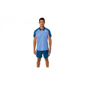 Light Indigo Asics 2041A193.401 Match Polo-Shirt T-Shirts & Tops | MFPXR-0396
