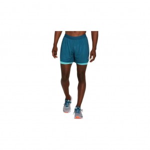 Magnetic Blue/Techno Cyan Asics 2011A770.402 Ventilate 2-N-1 5in Short Shorts | MPTHE-2706