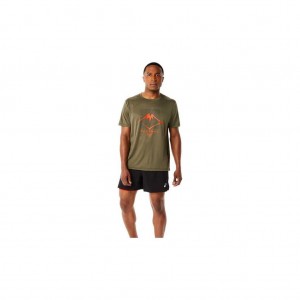 Mantle Green Asics 2011C381.300 Fujitrail Logo Short Sleeve Top T-Shirts & Tops | DNCKL-2140