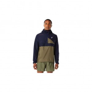 Midnight/Mantle Green Asics 2011C382.400 Fujitrail Anorak Jackets & Outerwear | DKSIN-0698
