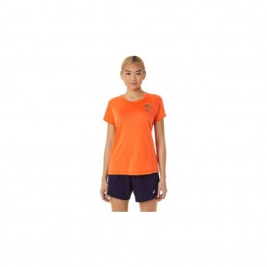Nova Orange Asics 2012C395.800 Fujitrail Logo Short Sleeve Top T-Shirts & Tops | DLSNK-2098