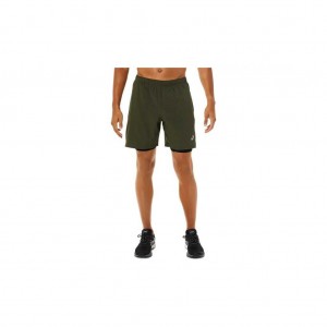 Olive Green/Performance Black Asics 2011A951.342 M 7in 2 In 1 Short Shorts | WJHSK-5794