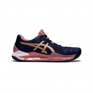 Peacoat/Rose Gold Asics 1042A072.404 Gel-Resolution 8 Tennis Shoes | XTILS-8974