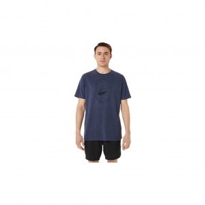 Peacoat Heather Asics 2031D869.404 Short Sleeve Spiral A Track And Field Tee Gender Neutral Short Sleeve Shirts | ISGMT-8241