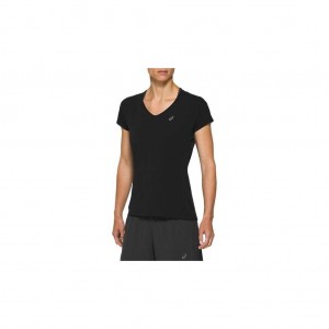 Performance Black Asics 2012A981.004 V-Neck Short Sleeve Top T-Shirts & Tops | SHTWK-7068