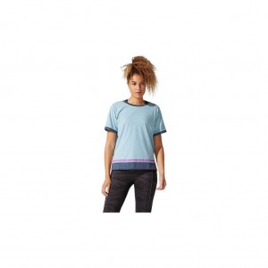 Smoke Blue Asics 2032B795.404 Color Block Short Sleeve Top T-Shirts & Tops | FVHZP-1684