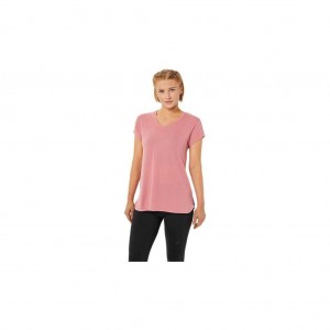 Smokey Rose Heather Asics 2032C159.694 W Heather Vneck Top T-Shirts & Tops | TUJBW-9561