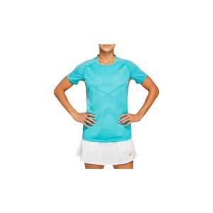 Techno Cyan Asics 2042A093.300 Tennis Short Sleeve Tee T-Shirts & Tops | RNATC-1074