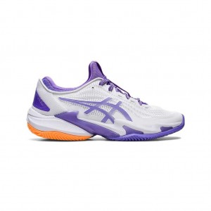 White/Amethyst Asics 1042A221.101 Court FF 3 Clay Tennis Shoes | VAJQM-4671