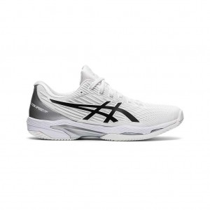 White/Black Asics 1041A187.100 Solution Speed FF 2 Clay Tennis Shoes | MRLVW-3126