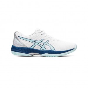 White/Clear Blue Asics 1042A197.101 Solution Swift FF Tennis Shoes | FNWSX-4176