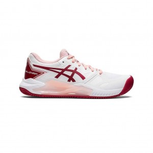 White/Cranberry Asics 1042A165.103 Gel-Challenger 13 Clay Tennis Shoes | FBGWJ-1983