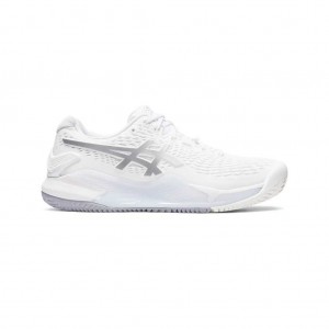 White/Pure Silver Asics 1042A224.100 Gel-Resolution 9 Clay Tennis Shoes | KLQMC-6047