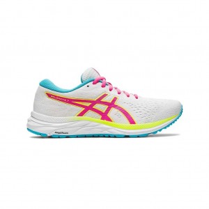 White/Safety Yellow Asics 1012A562.100 Gel-Excite 7 Running Shoes | DNTXB-2358