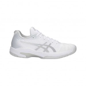 White/Silver Asics 1042A002.100 Solution Speed FF Tennis Shoes | CFAOB-5394