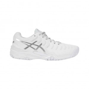 White/Silver Asics E751Y.0193 Gel-Resolution 7 Tennis Shoes | OAXGZ-8517
