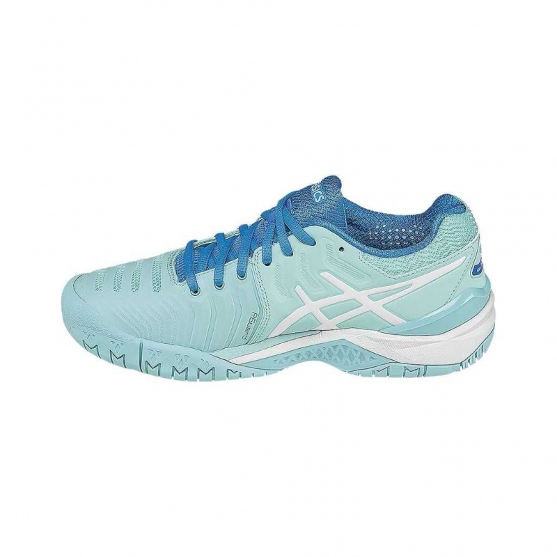 Aqua Splash/White/Diva Blue Asics E751Y.6701 Gel-Resolution 7 Tennis Shoes | OIPBW-0739