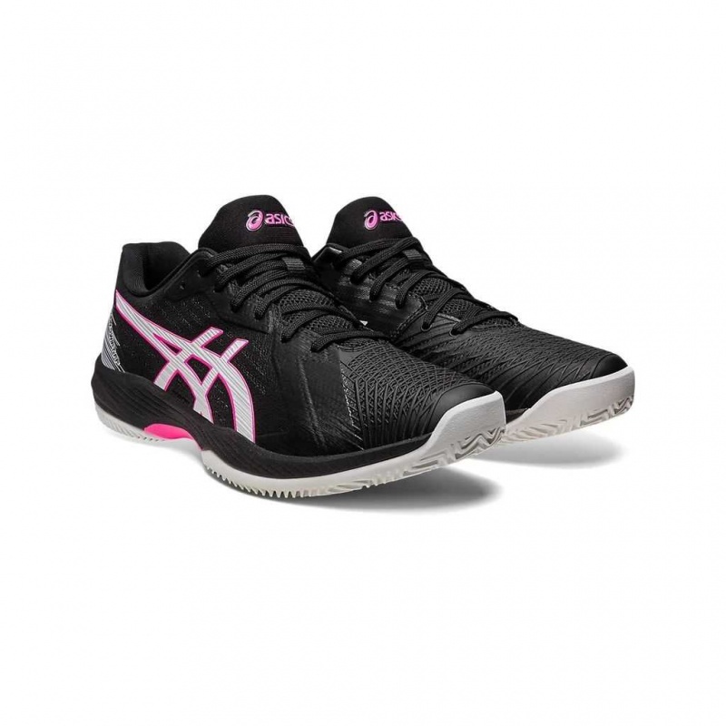 Black/Hot Pink Asics 1041A299.002 Solution Swift FF Clay Tennis Shoes | BMHRJ-9875