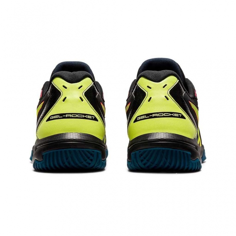 Black/Safety Yellow Asics 1071A054.010 Gel-Rocket 10 Volleyball Shoes | LXIYJ-7942