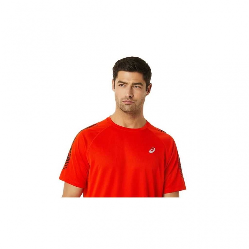 Cherry Tomato/Performance Black Asics 2011B055.801 Icon Short Sleeve Top T-Shirts & Tops | EUCNQ-9508