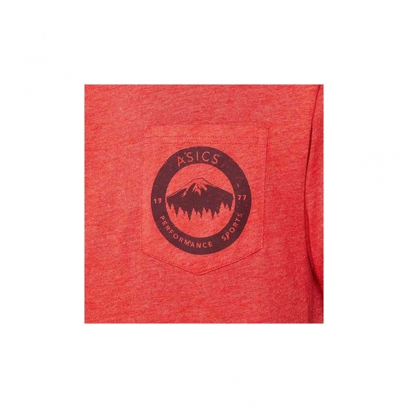 Classic Red Heather Asics 2031C988.613 1977 Mountain Tee Gender Neutral Short Sleeve Shirts | VDHUT-9215