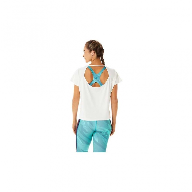 Cream Asics 2032C421.100 Side Slit Short Sleeve Top T-Shirts & Tops | JALWP-2801