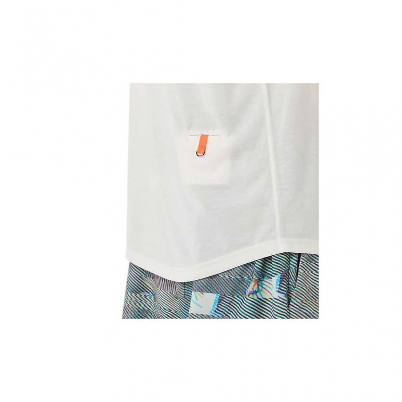 Cream Asics 2201A056.102 Pocket Short Sleeve Top T-Shirts & Tops | HOJIZ-0785