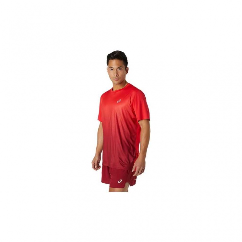 Electric Red/Burgundy Asics 2011C014.601 Kasane Short Sleeve Top T-Shirts & Tops | FZJNR-5189