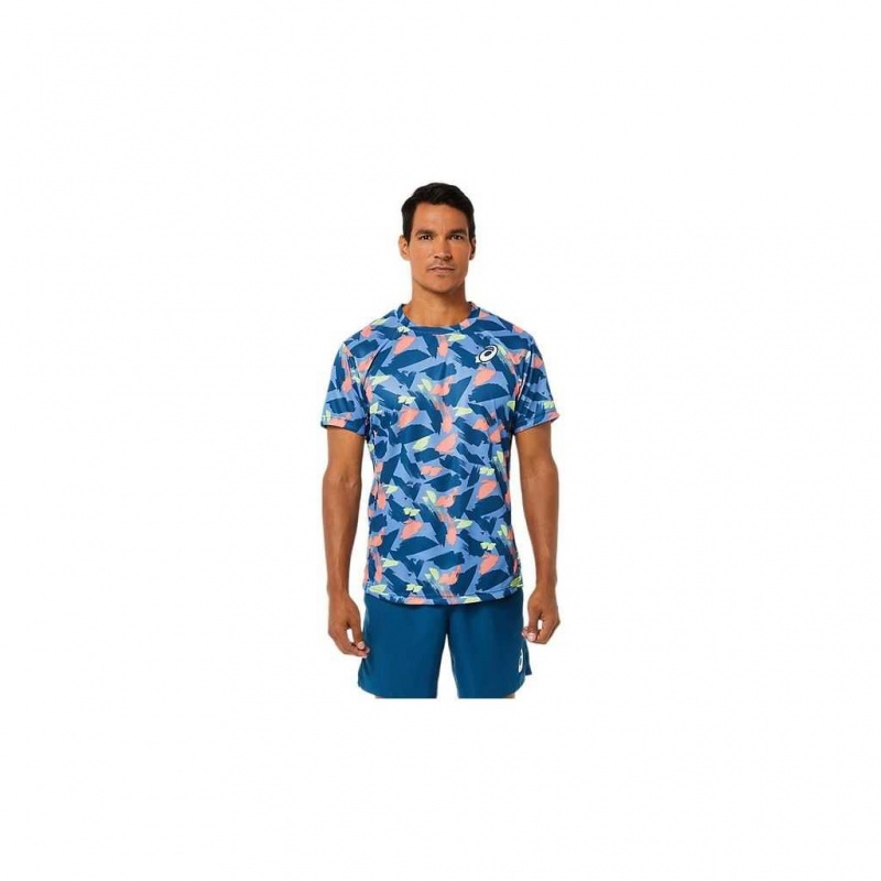 Light Indigo Asics 2041A191.401 Match Graphic Short Sleeve Top T-Shirts & Tops | DMKYF-2306