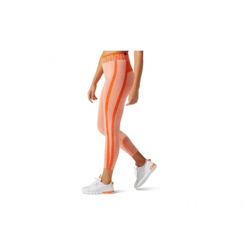 Marigold Orange/Sun Peach Asics 2032B789.800 Cropped Asics Logo Seamless Tight Tights & Leggings | ZFCWG-2765