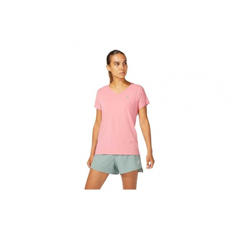 Peach Petal Asics 2012A981.700 V-Neck Short Sleeve Top T-Shirts & Tops | BPUIK-3980