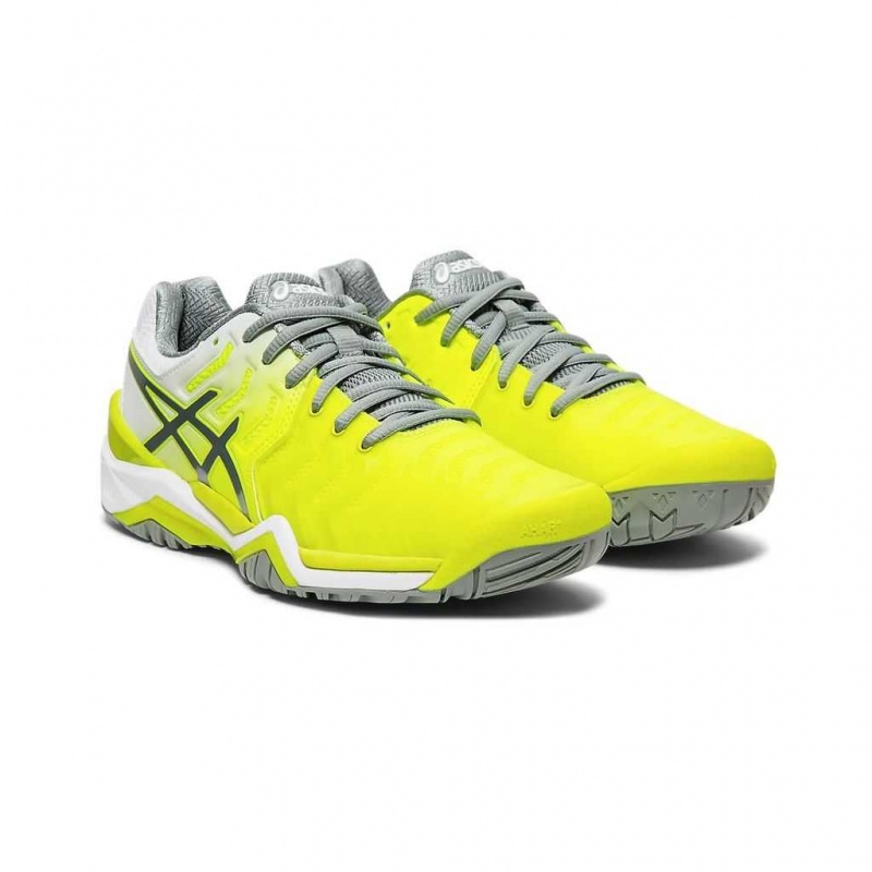 Safety Yellow/Stone Grey Asics E751Y.750 Gel-Resolution 7 Tennis Shoes | WRNDI-4280